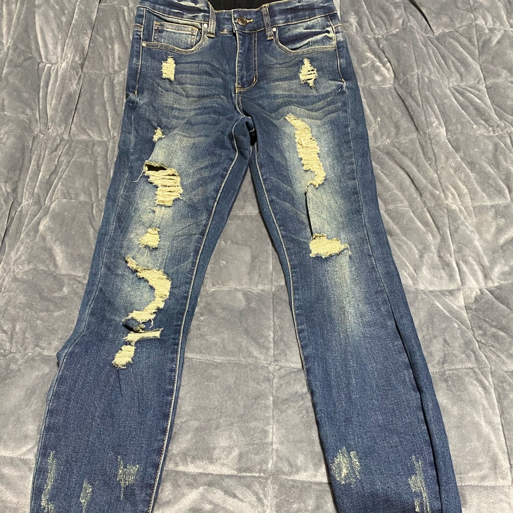 Grace and Lace Distressed Waste shaper jeggings